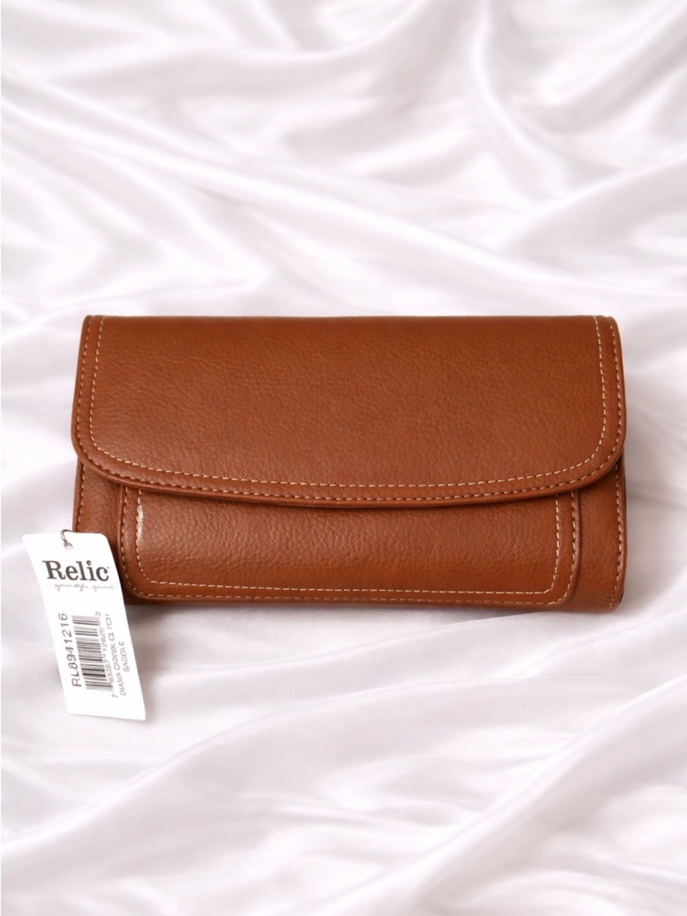 Relic Women's Brown Foldover Wallet with Contrast Stitching NWT